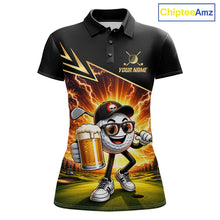Load image into Gallery viewer, Funny Golf Ball Womens Golf Polo Shirts Custom Golf And Beer Golf Apparel For Golfer NHT899