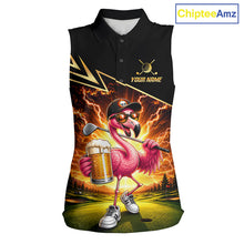 Load image into Gallery viewer, Funny Flamingo Womens Sleeveless Golf Polo Shirts Custom Golf And Beer Golf Apparel For Golfer NHT900