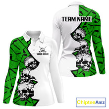 Load image into Gallery viewer, Custom Skull Womens Golf Polo Shirt Personalized Name, Golf Team Polo Jersey| Green 