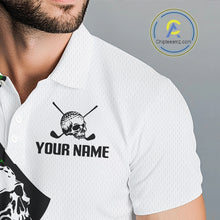 Load image into Gallery viewer, Custom Skull Mens Golf Polo Shirt Personalized Name, Golf Team Polo Jersey| Green 