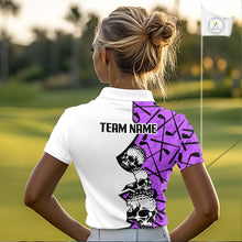 Load image into Gallery viewer, Custom Skull Womens Golf Polo Shirt Personalized Name, Golf Team Polo Jersey| Purple 