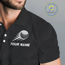 Load image into Gallery viewer, Personalized Mens Golf Polo Shirt Custom Name, Black Purple Argyle Golf Team Polo NHT1077
