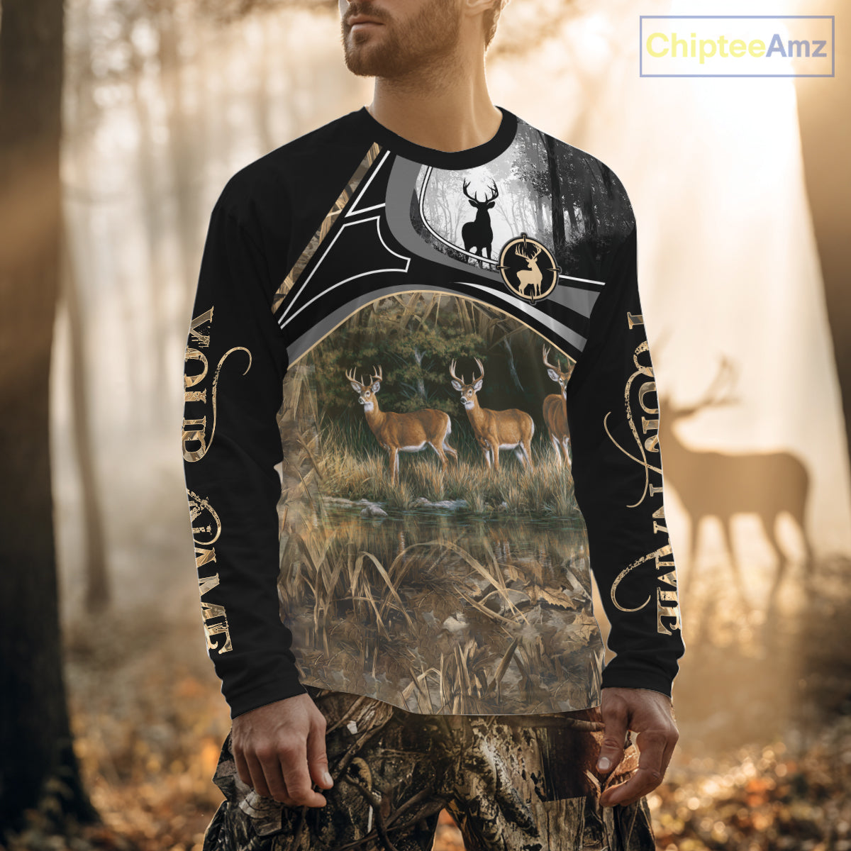 Personalized Whitetail Deer Hunting 3D All Over Printed Hoodie Brown Camouflage, Hunting Gift NHT366