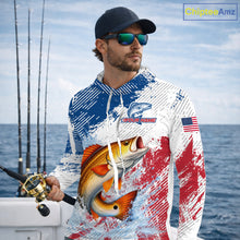 Load image into Gallery viewer, Custom Patriotic American Flag Redfish Fishing Shirts Long Sleeve Hooded, Fishing Tournament Jerseys NHT551