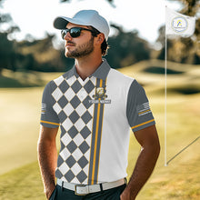 Load image into Gallery viewer, Personalized Mens Golf Polo Shirt Beer And Golf Ball Graphic Custom Team Name Golf Jersey|White 