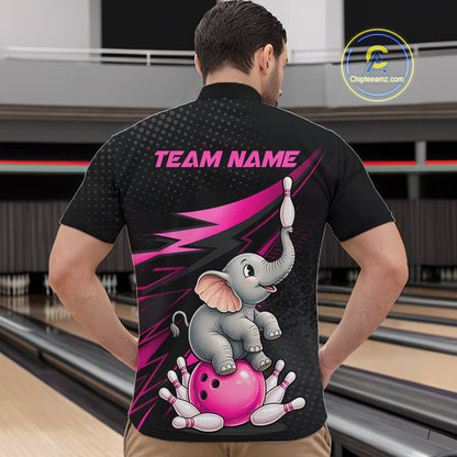 Custom Bowling League Shirt, Team Bowling Jersey With Custom Name For Men|Pink NHT1245
