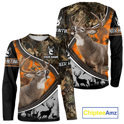 Best Deer Hunting Shirt Orange Brown Camo 3D Custom Name, Season Deer Hunting, Hunting Gifts NHT136