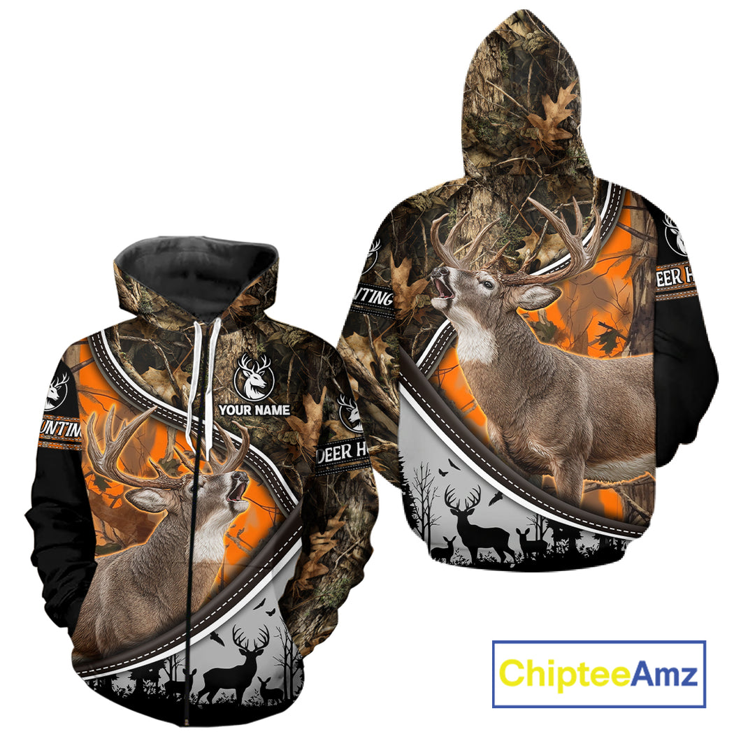 Best Deer Hunting Shirt Orange Brown Camo 3D Custom Name, Season Deer Hunting, Hunting Gifts NHT136