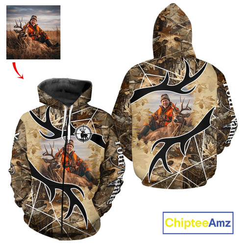 Personalized Deer Hunting Shirt with Your Deer Photo & Name, Full Print 3D Shirt NHT235