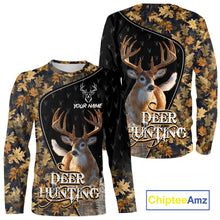 Load image into Gallery viewer, Whitetail Deer Hunting Clothes Custom Name Beautiful Autumn Leaves Camo Hunting Gifts NHT42