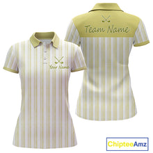 Load image into Gallery viewer, Personalized Golf Polo Shirt Mint Yellow Striped Custom Team Name Polo For Womens