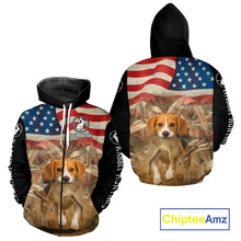 Load image into Gallery viewer, Personalized Rabbit Hunting Shirt 3D All Over Print with Beagle Dog and US Flag Hunting Gift NHT157