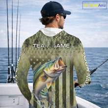 Load image into Gallery viewer, Custom Bass Fishing Shirt 3D Personalized Team Name Long Sleeve Hooded UV Protection Fishing Jersey For Men