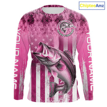 Load image into Gallery viewer, Custom Bass Fishing Shirt 3D Personalized Team Name Long Sleeve UV Protection Fishing Jersey|Pink 