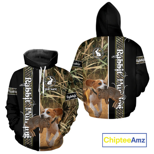 Custom Rabbit Hunting With Beagle Dog Camo 3D All Over Printed Shirt, Hunting Gift NHT161