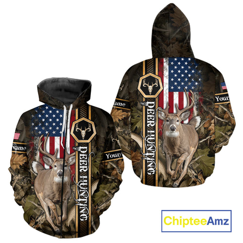 Deer Hunting Shirt US Flag 3D All Over Print, Hunting Clothes for Deer Hunting Season NHT165