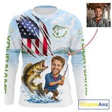 Load image into Gallery viewer, Personalized Walleye Fishing Shirts Long Sleeve Custom Face Walleye Fishing Patriot Shirt NHT605