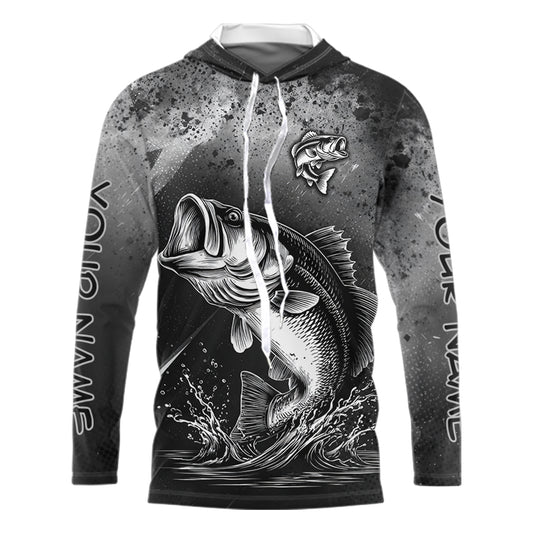 Gray Camo Bass Fishing Custom Long Sleeve Tournament Fishing Shirts, Fishing Shirt For Men NHT442