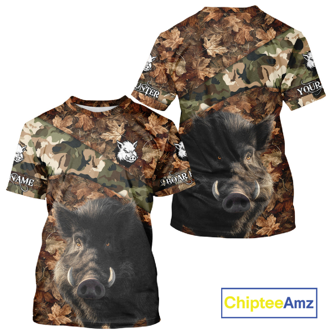 Personalized Name Boar Hunting Camouflage 3D All Over Printed Shirt, Boar Hunting Shirt NHT101