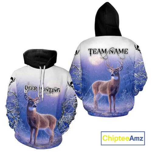 Deer Hunting Winter Hoodie, Long Sleeve Shirt – Personalized Team Name, For Deer Hunters NHT08