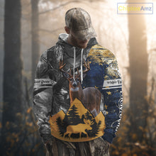 Load image into Gallery viewer, WhiteTails Deer Hunting Alaska Flag with Custom Name, Camo Gray Camouflage Details  NHT09