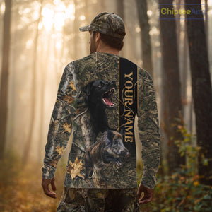 Wild Boar Hunting Shirt Forest Camo With Dog Custom Name Hunting Clothes Gifts for Hunter NHT111