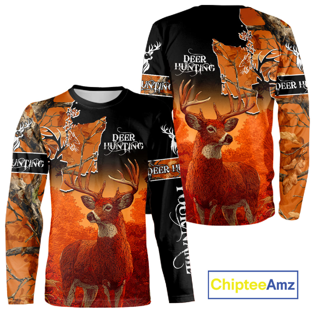 Best Custom Deer Hunting Shirt 3D All Over Print Autumn Forest Big Buck Personalized Gifts NHT35