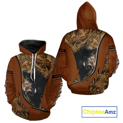 Boar Hunting Brown Camouflage 3D Shirt For Hunting Season Hunting Clothes For Hunters NHT138