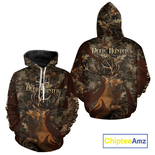 Personalized Red Deer Hunting Camo Full Printing Shirts Deer Hunting Gift for Hunters NHT144