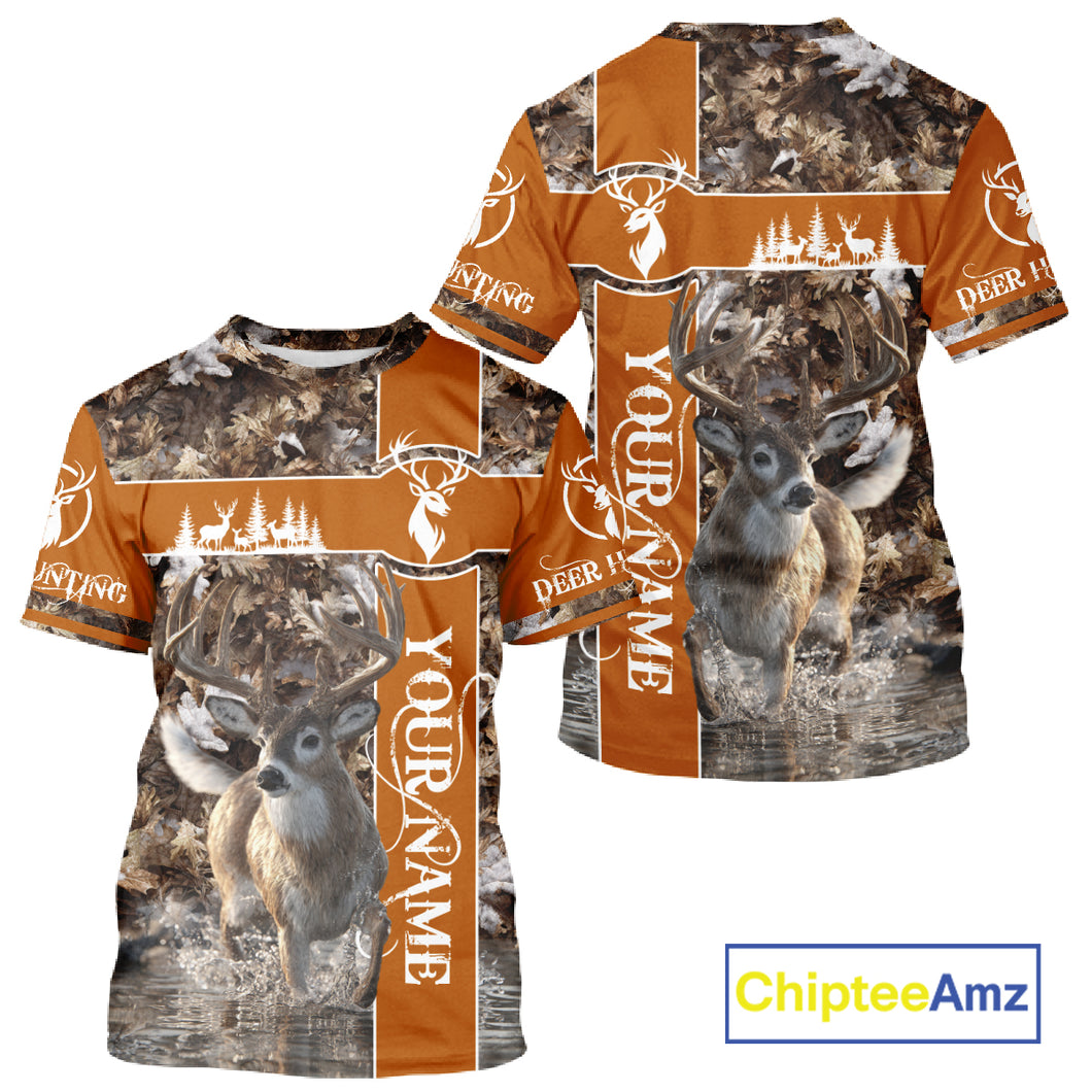 Whitetail Deer Hunting Season Shirt 3D Buck Design Custom Hunting Gift Camouflage Deer Shirts NHT49
