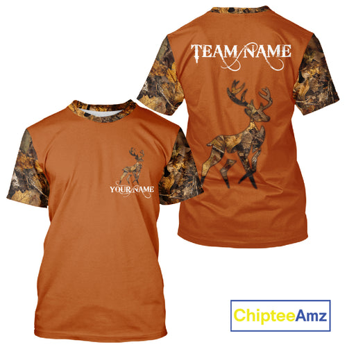 Best Deer Hunting Orange Camouflage Custom Name 3D All-Over Printed Shirt, Deer Hunting Gifts NHT51