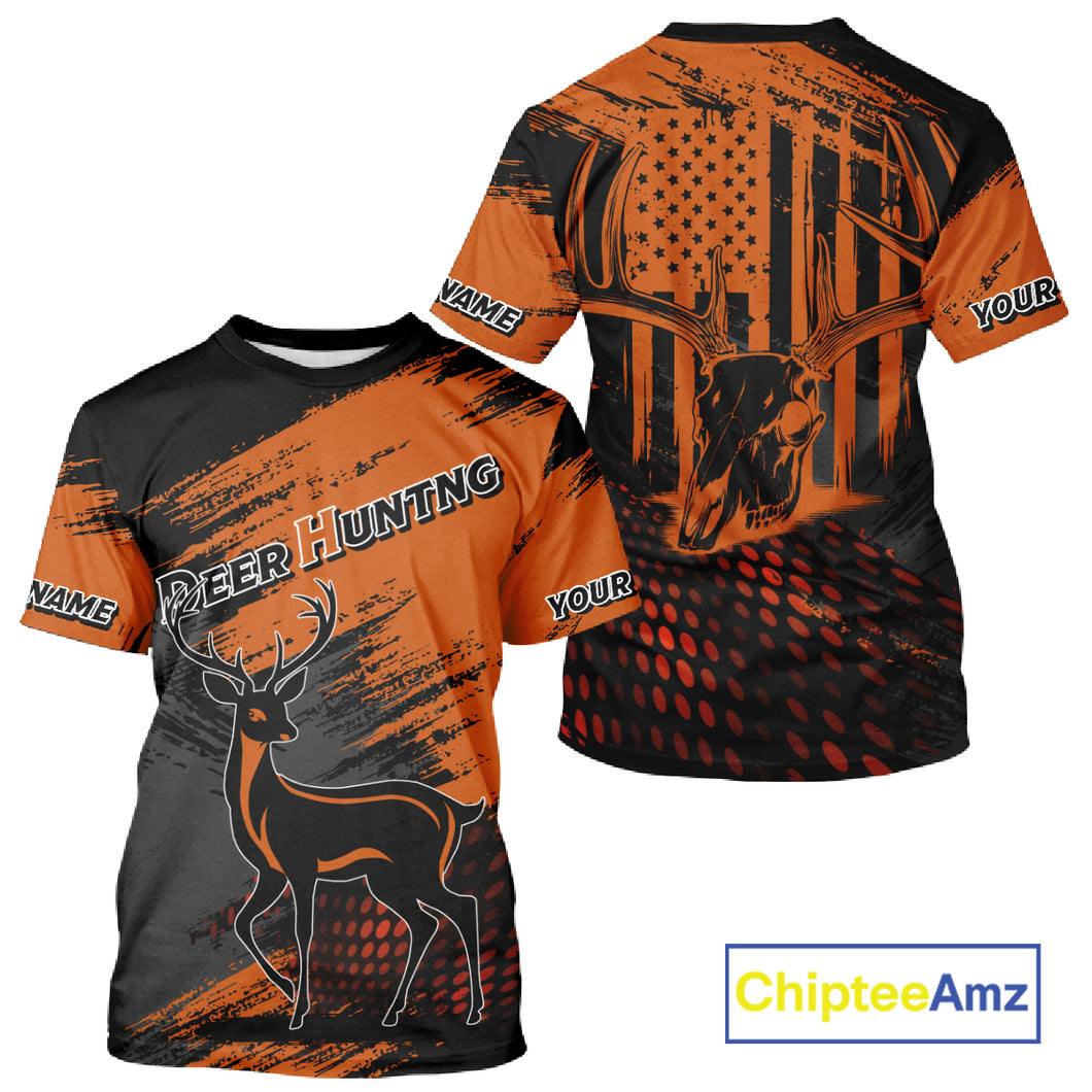 Best Deer Hunting Shirt 3D All Over Print Orange And Black Personalized Name For Hunters NHT63