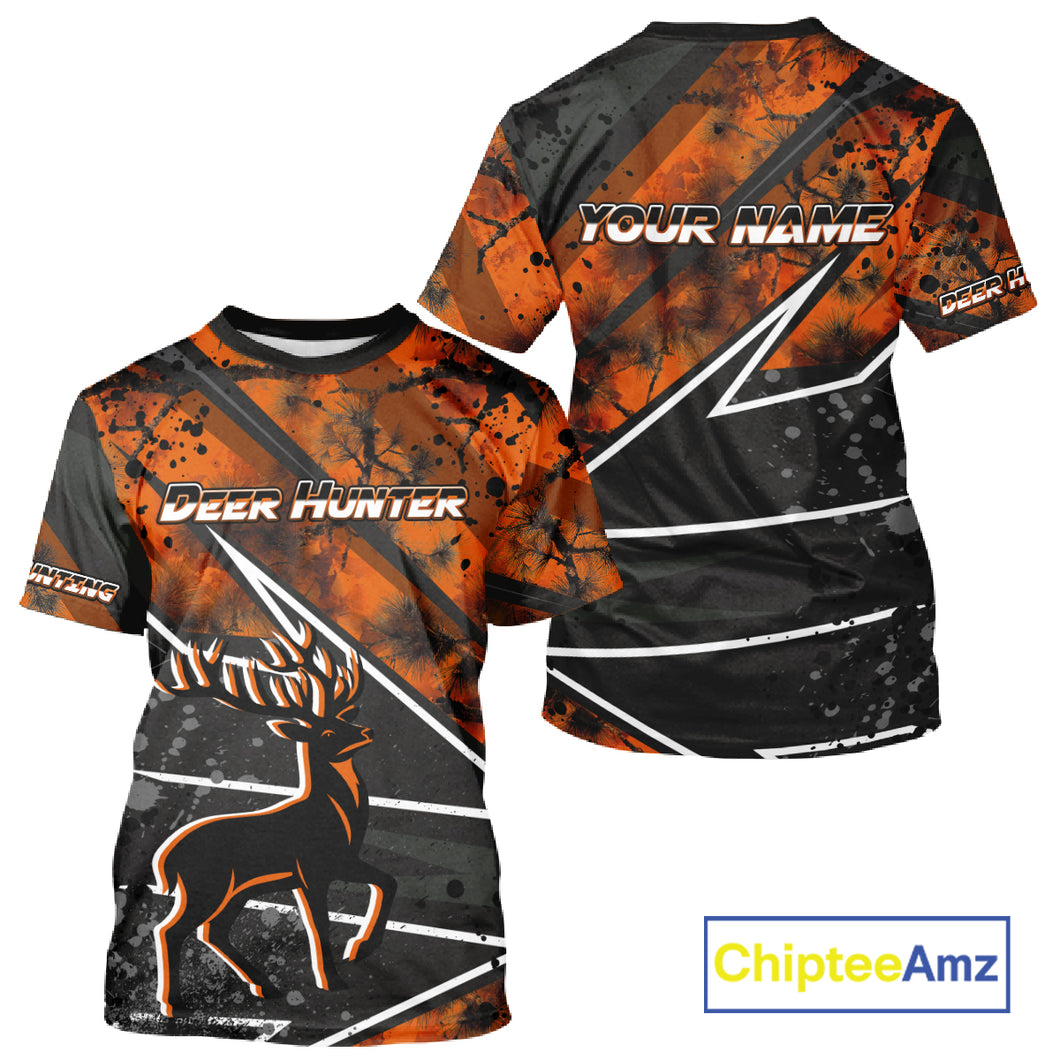 Deer Hunting Clothes 3D Orange Camo Black Custom Name Best Gifts For Deer Hunters NHT66