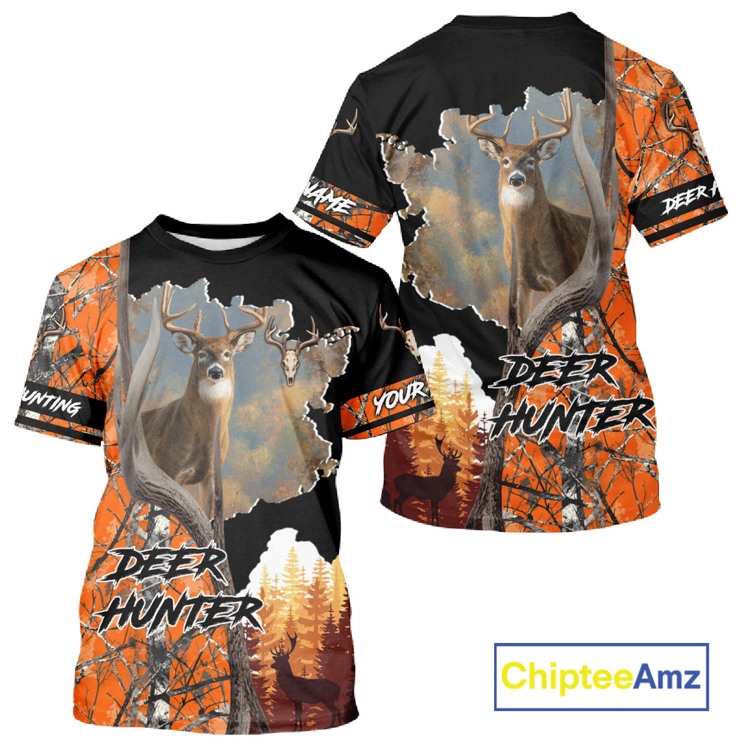 Beautiful Custom Camo Whitetail Deer Hunting Shirt With Full All-Over 3D For Deer Hunters NHT72