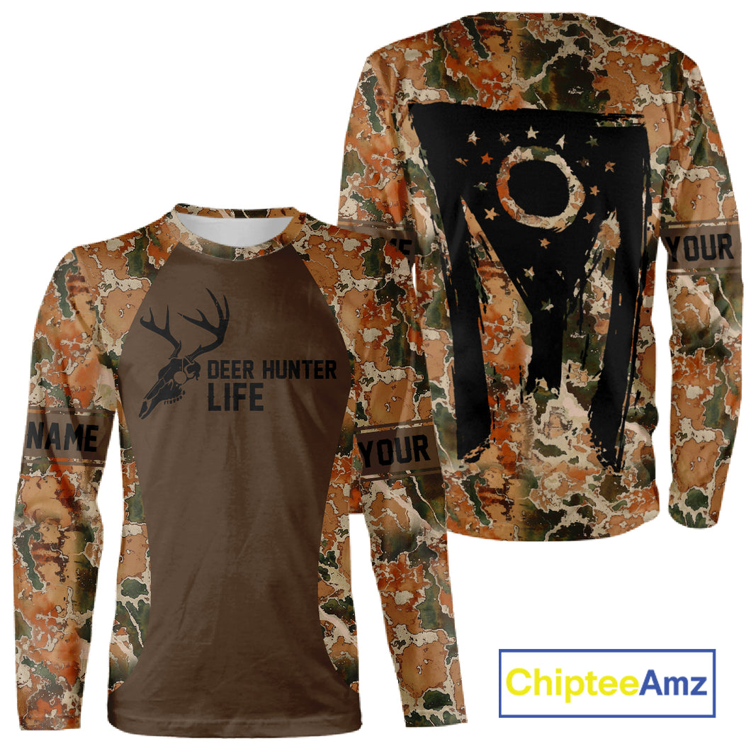 Beautiful Deer Hunting Shirt Camo Ohio Flag Deer Hunter Life Custom Name Hunting Gift NHT96