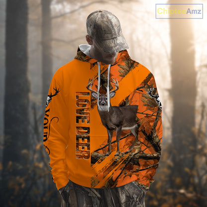 Deer Hunting 3D Orange Camo Shirt Custom Name Perfect Gift for Hunters NHT13