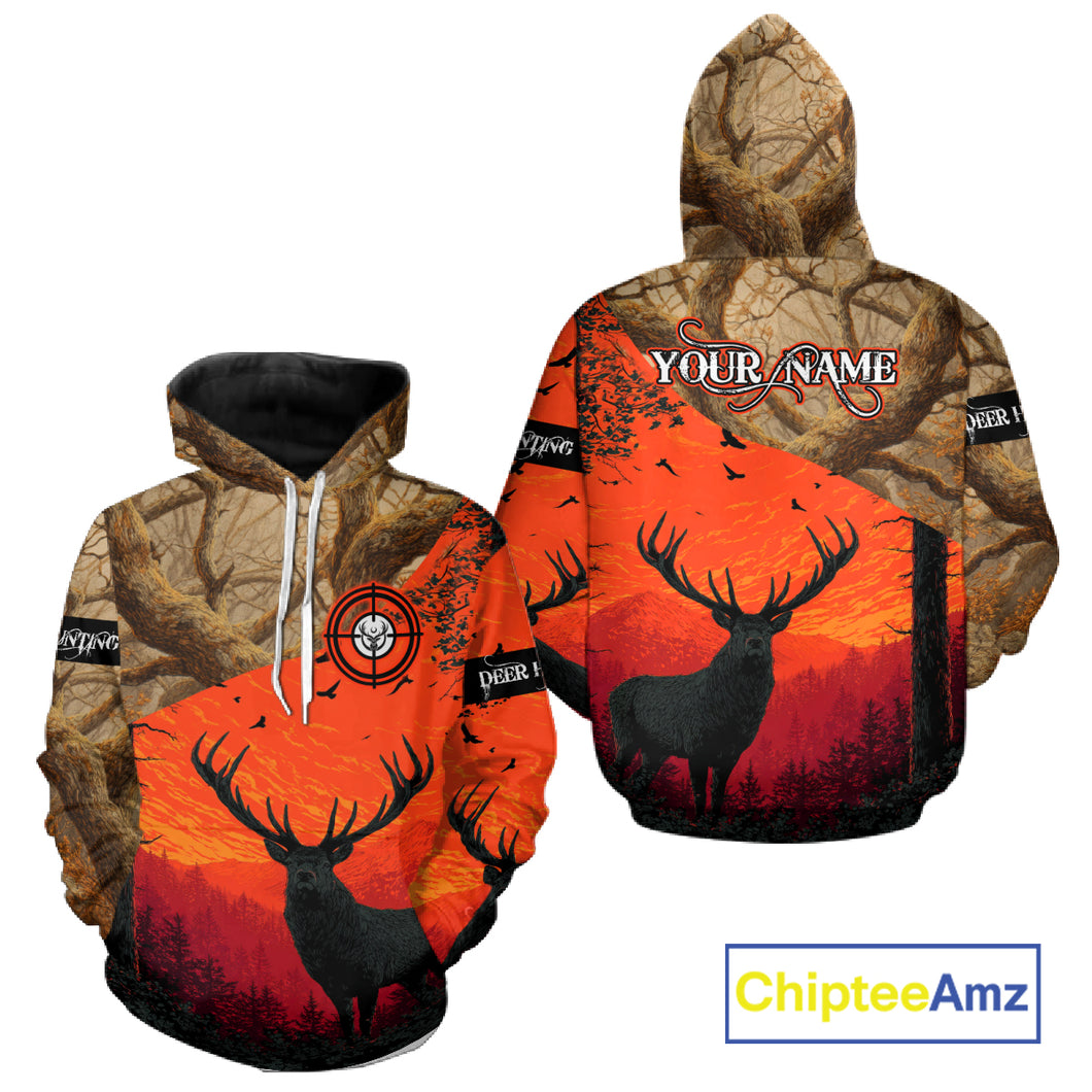 Personalized Deer Hunting 3D All Over Printed Shirts Custom Deer And Mountain Camo Shirt Hunting Gifts NHT15