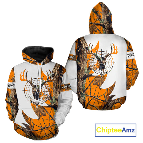 Custom Deer Skull Hunting Shirt 3D All Over Print Camo & Personalized Name, Gilfs for Hunter NHT31
