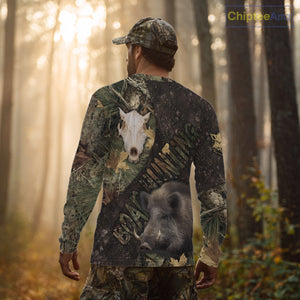 Best Wild Boar Hunting Forest Camouflage Custom Name Shirts for Hunter, Hunting Gifts NHT105