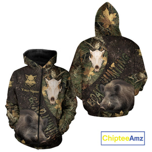 Best Wild Boar Hunting Forest Camouflage Custom Name Shirts for Hunter, Hunting Gifts NHT105