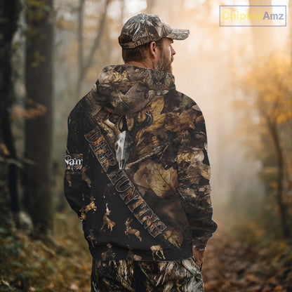 Deer Hunting Custom Name Camo Shirt, Hunting Gift For Men, Camouflage Deer Shirts NHT10