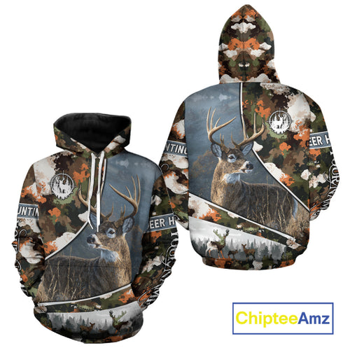 Best Custom Name Hunting Deer 3D Shirt With All Over Whitetail Deer Print And Camouflage NHT70