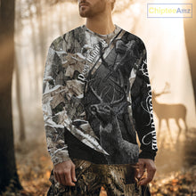 Load image into Gallery viewer, Custom 3D Deer Hunting Shirt With Black Deer Grim Reaper Winter Camo For Deer Hunting Season NHT74