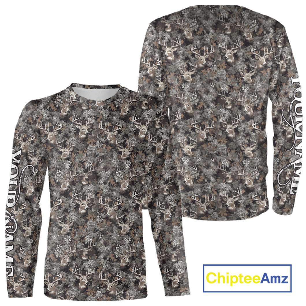 Beautiful Deer Hunting Shirt Pattern Deer Camo Custom Name 3D All Over Printed Hunting Gift NHT90
