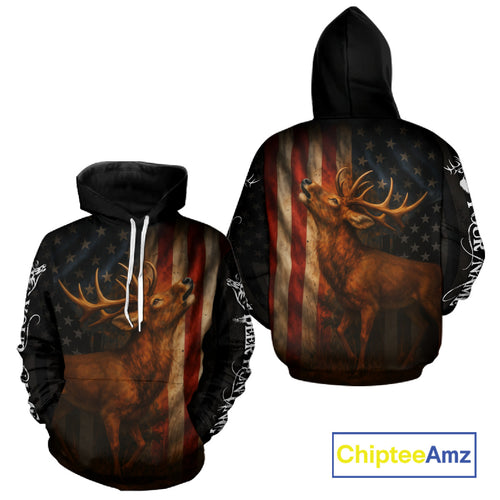Best Season Deer Hunting Shirt Black with US Flag 3D Custom Name Clothes For Hunters NHT92