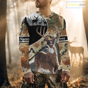 Whitetail Deer Hunting Shirt With Camouflage, Deer Hunter Custom Name, Hunting Gift  NHT97