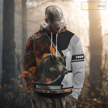 Load image into Gallery viewer, Wild Boar Hunting Gray Black Orange Camo 3D All Over Printed Shirts Custom Name Hunting Gift NHT104