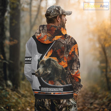 Load image into Gallery viewer, Wild Boar Hunting Gray Black Orange Camo 3D All Over Printed Shirts Custom Name Hunting Gift NHT104
