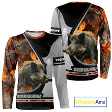 Load image into Gallery viewer, Wild Boar Hunting Gray Black Orange Camo 3D All Over Printed Shirts Custom Name Hunting Gift NHT104