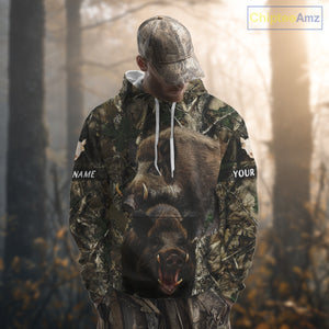 Camouflage Hunting Animals Wild Boar 3D All Over Printed Shirt – Custom Name & Hunting Gift NHT108